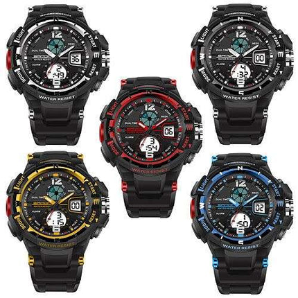 Herren Chronograph Digital Flieger Uhr Sportuhr Wasserdicht Stopp Alarm