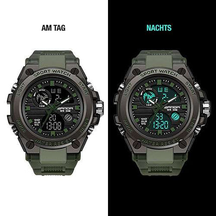 Chronograph Digital Flieger Herren Armbanduhr Sportuhr Stopp Alarm Licht