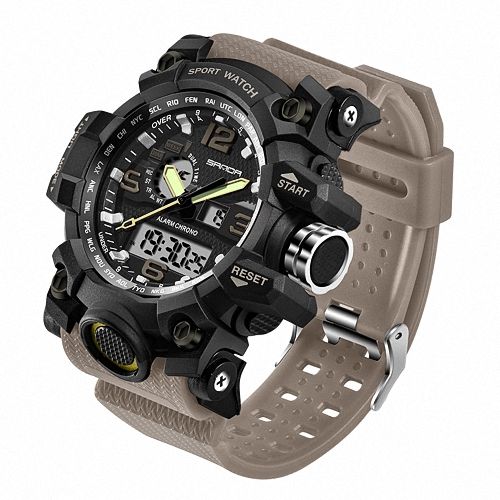 Herren Chronograph Digital Flieger Armbanduhr Sportuhr Wasserdicht Stopp Alarm