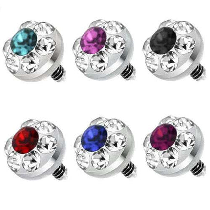 Dermal Anchor Piercing Aufsatz Multi Kristall Kugel