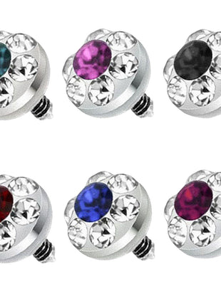 Dermal Anchor Piercing Attachment Multi Crystal Ball 