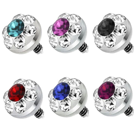 Dermal Anchor Piercing Attachment Multi Crystal Ball 