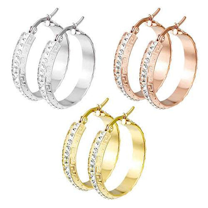 Damen Ohrringe Schmuck Creolen Griechisches Aztec Muster