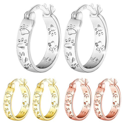 Ohrringe 925 Sterling Silber Hundepfoten Creolen Pfotenabdruck