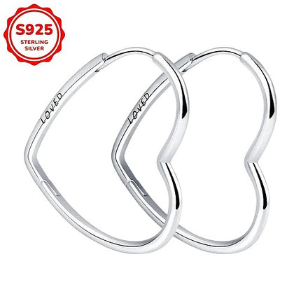 Herz Creolen 925 Sterling Silber Ohrringe Damen Ohrhänger
