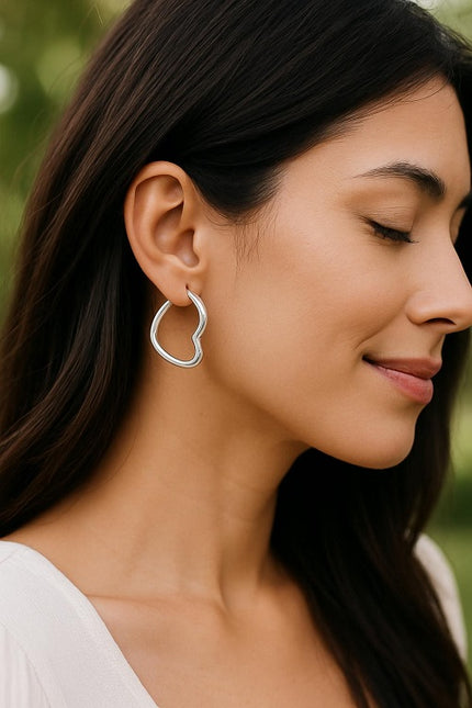 Herz Creolen 925 Sterling Silber Ohrringe Damen Ohrhänger