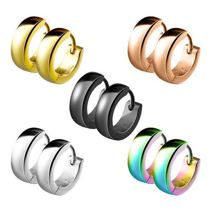 Klassische Schmuck Ohrringe Creolen Huggie Klappverschluss 4mm