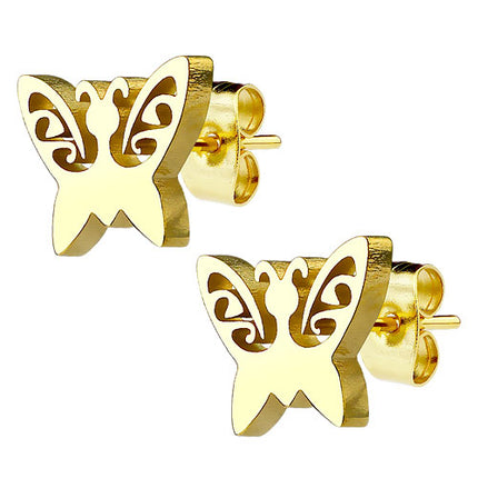 Ohrstecker Ohrringe Schmetterling vergoldet