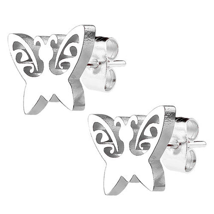 Ohrstecker Ohrringe Schmetterling silbern