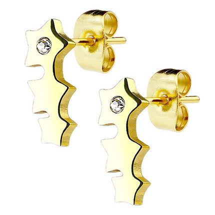 Ohrstecker Ohrringe Triple Star vergoldet mit Kristall