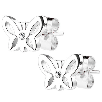 Ohrstecker Ohrringe Schmetterling silbern mit Kristall
