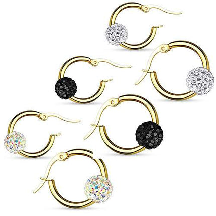 Ohrringe goldfarben mit Ferido Kristall Kugel