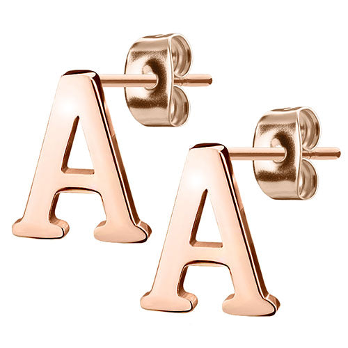 1 Paar Ohrstecker Buchstaben Alphabet Rosegold vergoldet