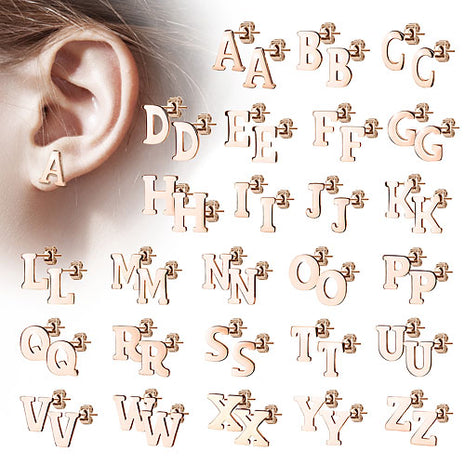 1 Paar Ohrstecker Buchstaben Alphabet Rosegold vergoldet