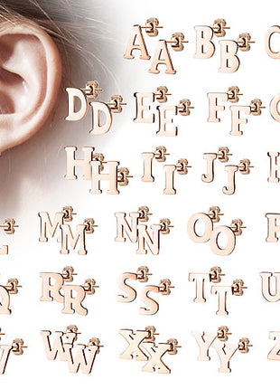 1 Paar Ohrstecker Buchstaben Alphabet Rosegold vergoldet