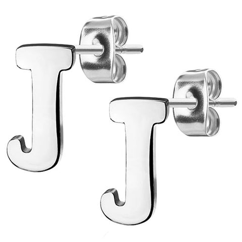 1 Paar Ohrstecker Buchstaben Alphabet Silbern Edelstahl
