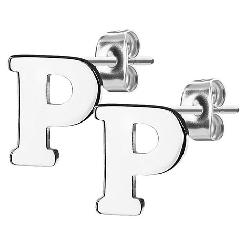 1 Paar Ohrstecker Buchstaben Alphabet Silbern Edelstahl