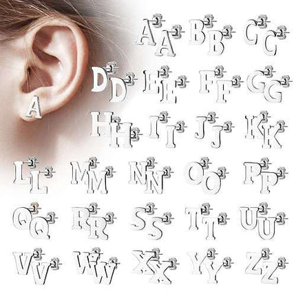 1 Paar Ohrstecker Buchstaben Alphabet Silbern Edelstahl
