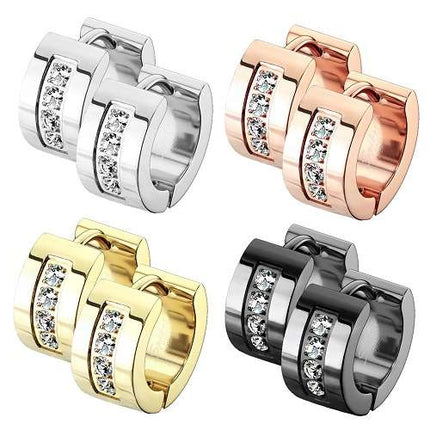 1 Paar Edelstahl Schmuck Clicker Ohrringe Creolen Huggie Zirkonia