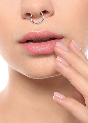 Septum Piercing Clicker Segment Nase Ohr mit kleinen Kritsallen besetzt