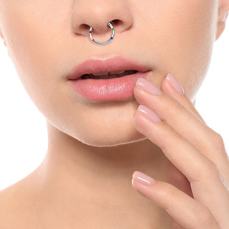 Septum Piercing Clicker Segment Nase Ohr mit kleinen Kritsallen besetzt