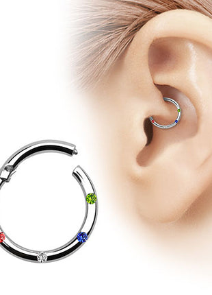 Septum Piercing Clicker Segment Nase Ohr mit kleinen Kritsallen besetzt