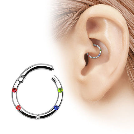 Septum Piercing Clicker Segment Nase Ohr mit kleinen Kritsallen besetzt