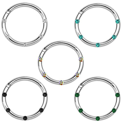 Septum Piercing Clicker Segment Nase Ohr mit kleinen Kritsallen besetzt