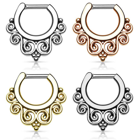 Piercing Septum Clicker Nose Piercing Ring Swirl Tribal 