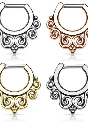 Piercing Septum Clicker Nose Piercing Ring Swirl Tribal 