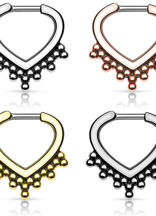 Septum Piercing Clicker Nose Piercing Ring Heart Shape with Balls 