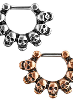 Septum Piercing Clicker with Skulls 