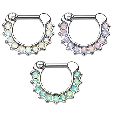 Septum Piercing Clicker Schmuck Nasenpiercing mit Opal Steinen