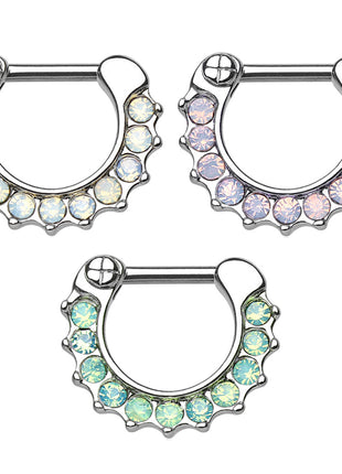 Septum Piercing Clicker Jewelry Nose Piercing with Opal Stones 