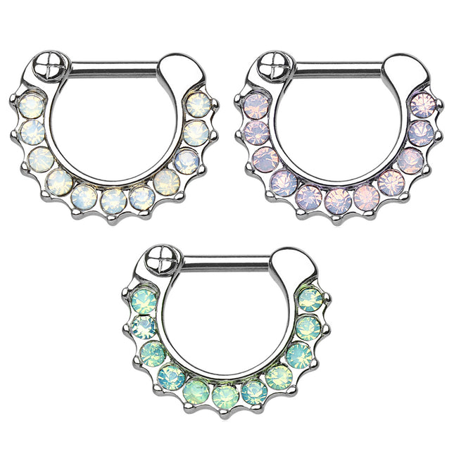 Septum Piercing Clicker Schmuck Nasenpiercing mit Opal Steinen