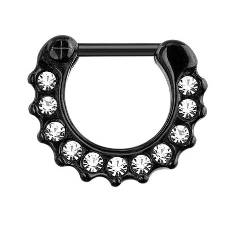 Septum Nasenpiercing Clicker Ring Schwarz mit Spitzen