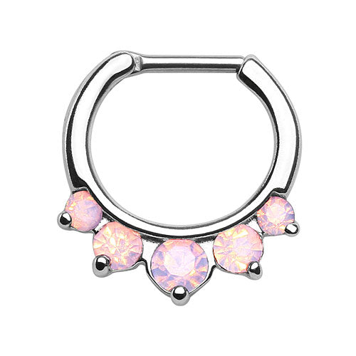 Septum Piercing Ring Clicker Opal Stein Spitzen