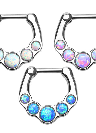 Piercing Septum Clicker Nose Piercing Ring 5 Opal Stones 