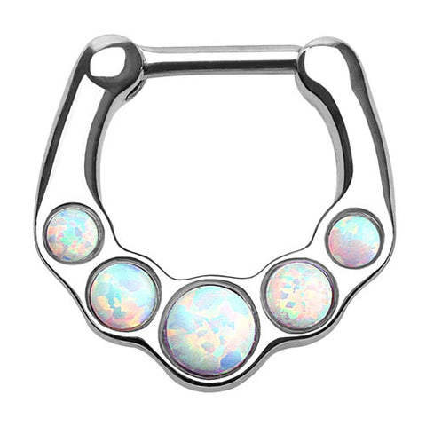 Piercing Septum Clicker Nasenpiercing Ring 5 Opal Steine
