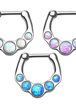 Piercing Septum Clicker Nasenpiercing Ring 5 Opal Steine