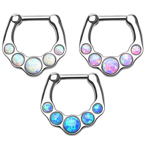 Piercing Septum Clicker Nasenpiercing Ring 5 Opal Steine