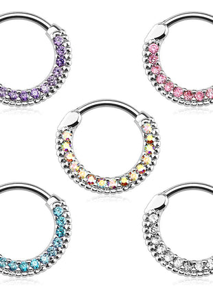 Nose Piercing Ring Rhinestone Crystal Septum Clicker Shield 