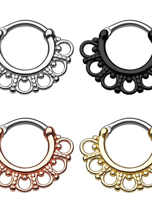 Septum Piercing Clicker Nose Piercing Ring Vintage Tribal Fan 