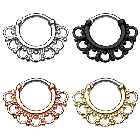 Septum Piercing Clicker Nose Piercing Ring Vintage Tribal Fan 