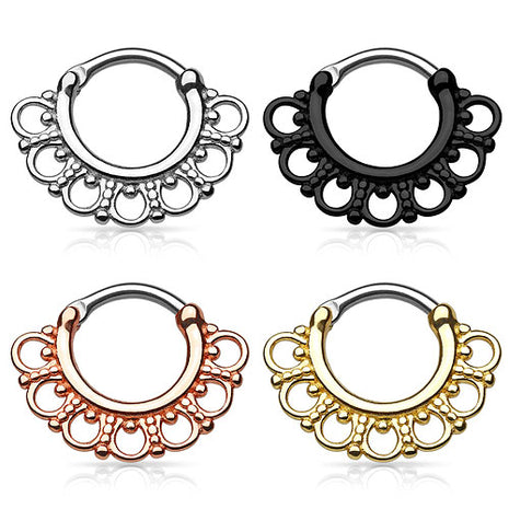 Septum Piercing Clicker Nasenpiercing Ring Vintage Tribal Fächer