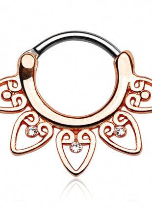 Septum Piercing Clicker Tribal Fächer Rosegold vergoldet