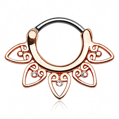 Septum Piercing Clicker Tribal Fächer Rosegold vergoldet