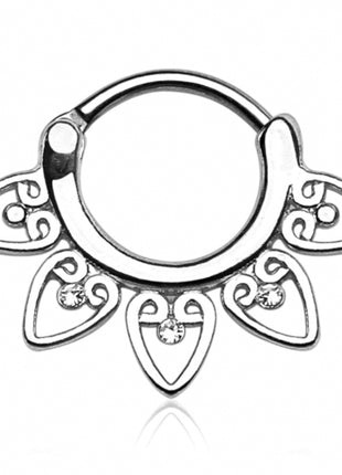 Septum Piercing Clicker Tribal Fächer silbern