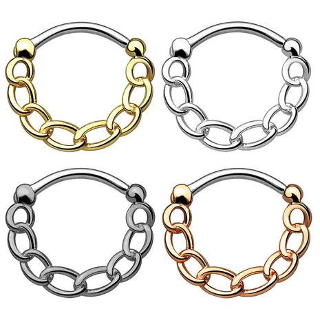 Septum Piercing Clicker Hinged Nose Piercing Shield Chain Style 