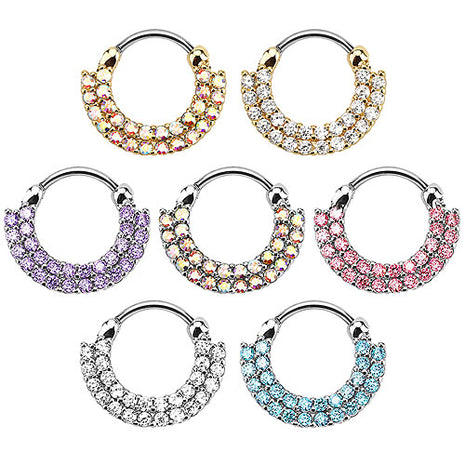 Nasenpiercing Ring Doppel Strass Kristall Septum Clicker Schild